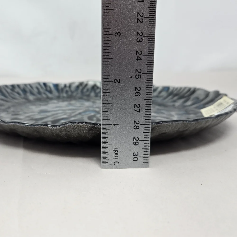 Three Hands Coral Blue Dish Platter Plate Hand Painted Sea Ocean Beachy Look